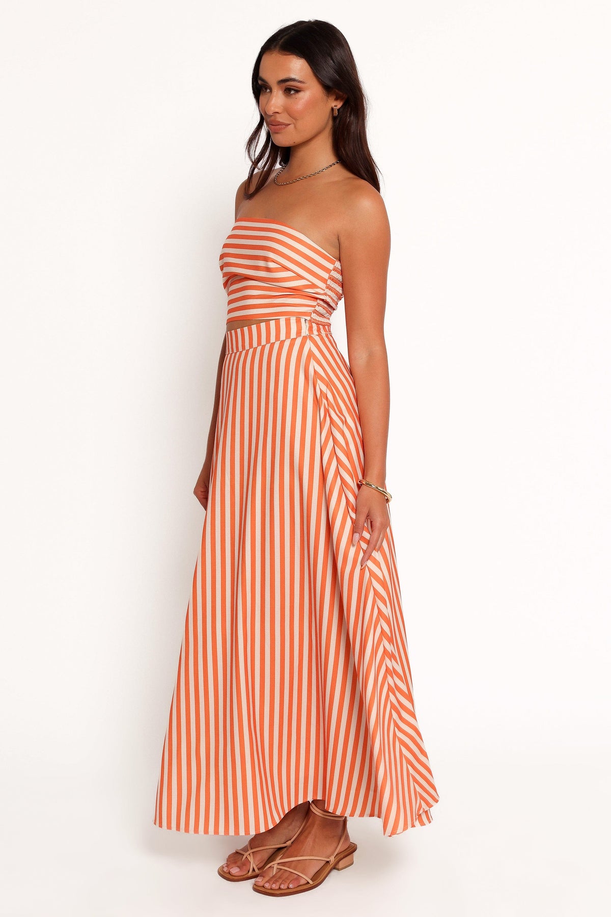 Serafina Two Piece Set - Orange Beige Stripe