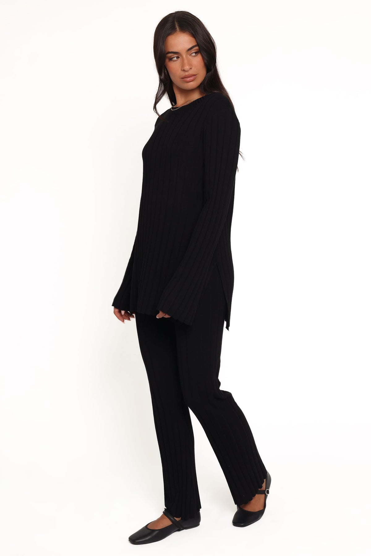 Silvie Long Sleeve Knitted Set - Black
