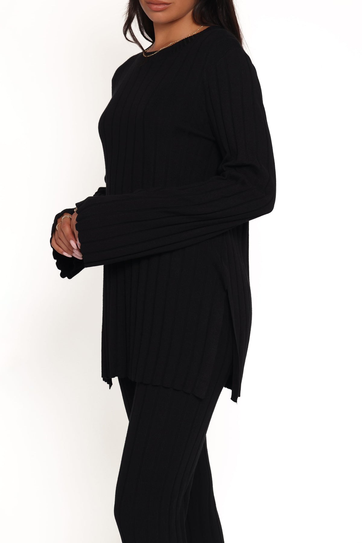 Silvie Long Sleeve Knitted Set - Black