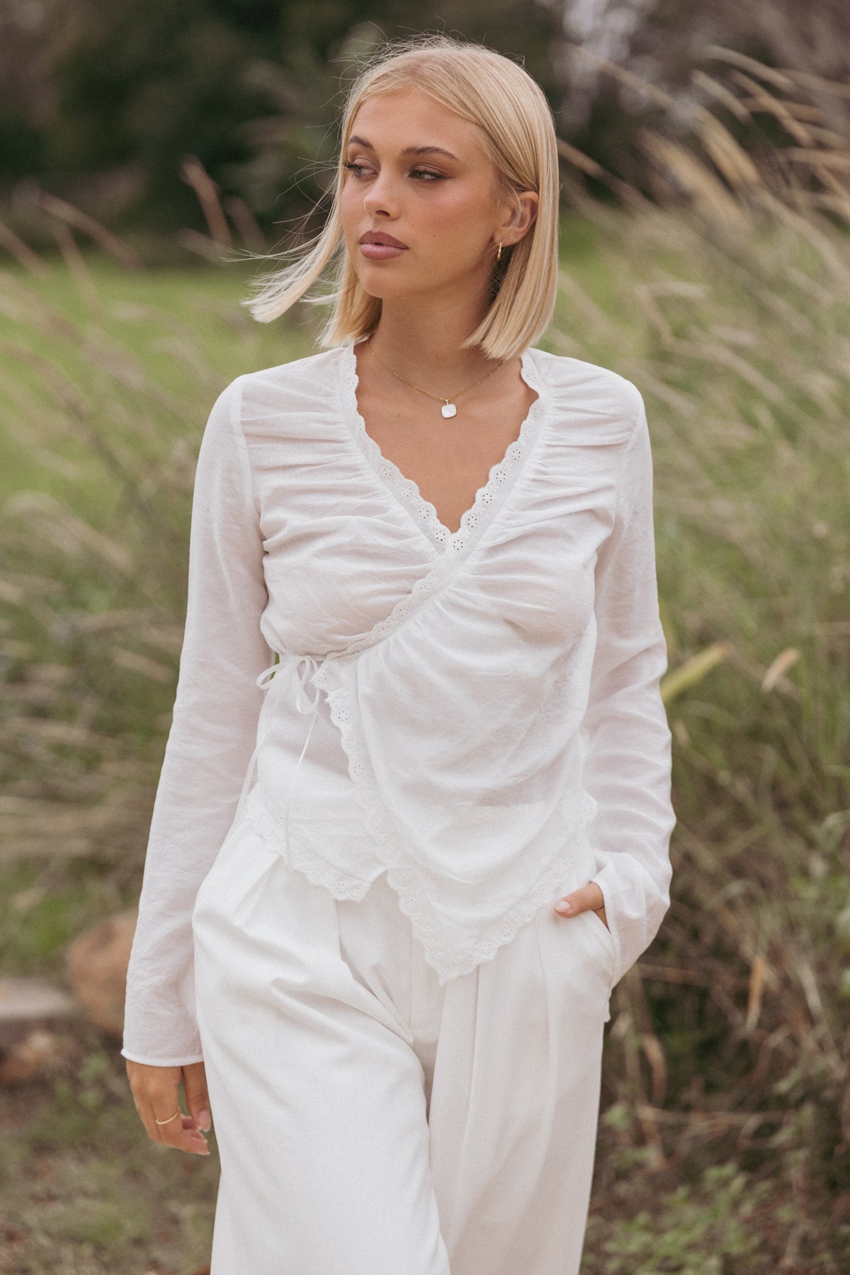 Adira Wrap Blouse - White