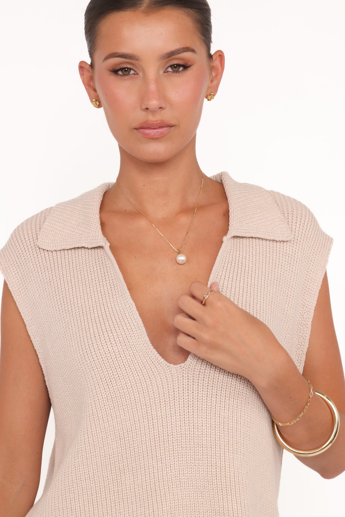 Asha Knitted Top - Beige