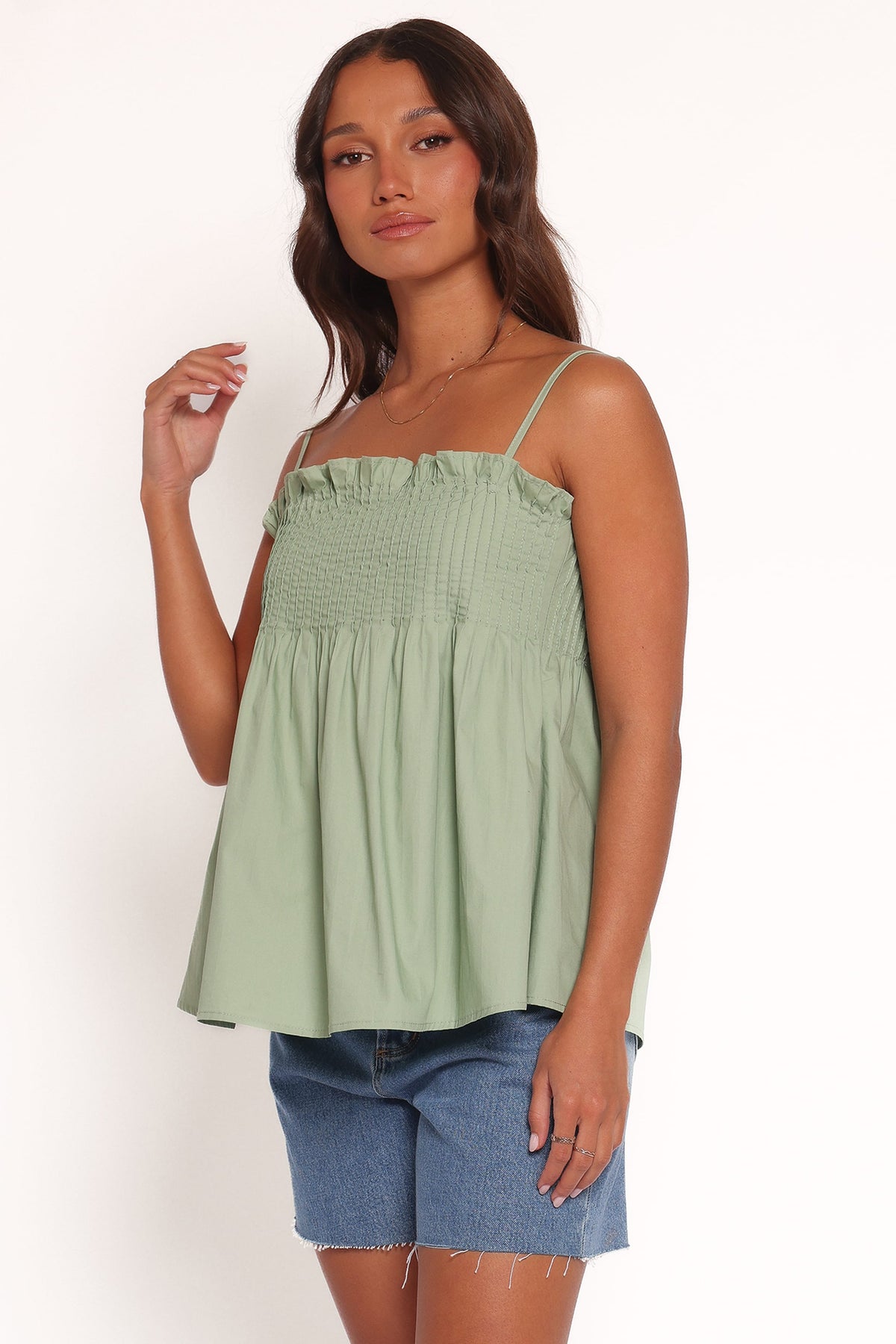 Carson Pleated Top - Sage Green