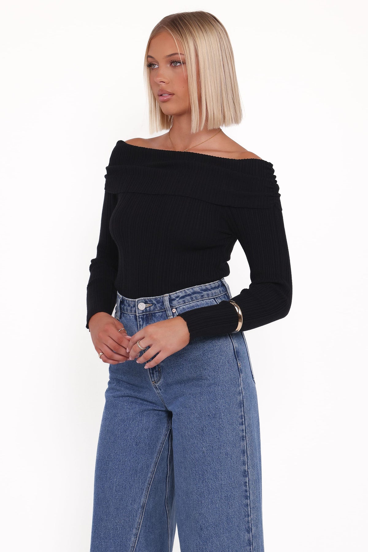 Junia Tie Back Knit Top - Black