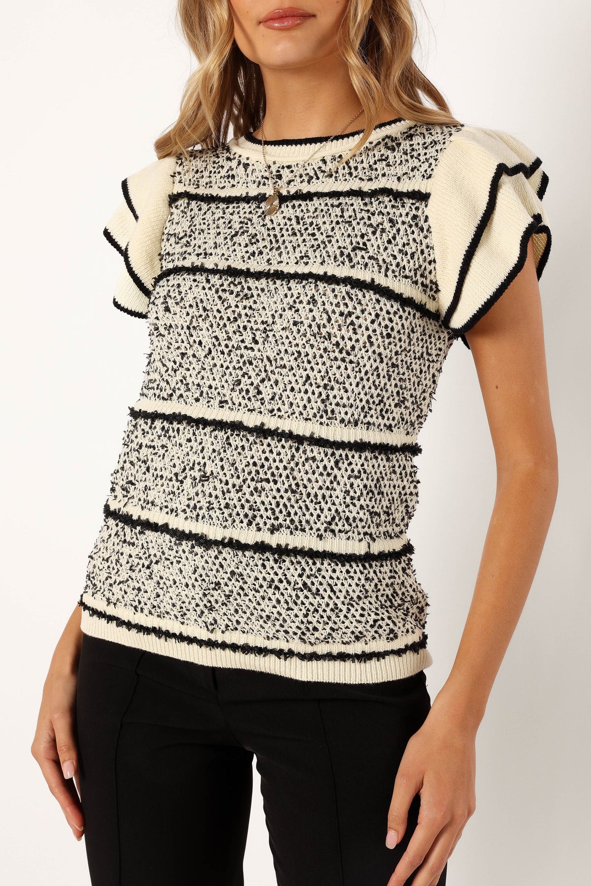 Lydia Knit Top - Ivory Black