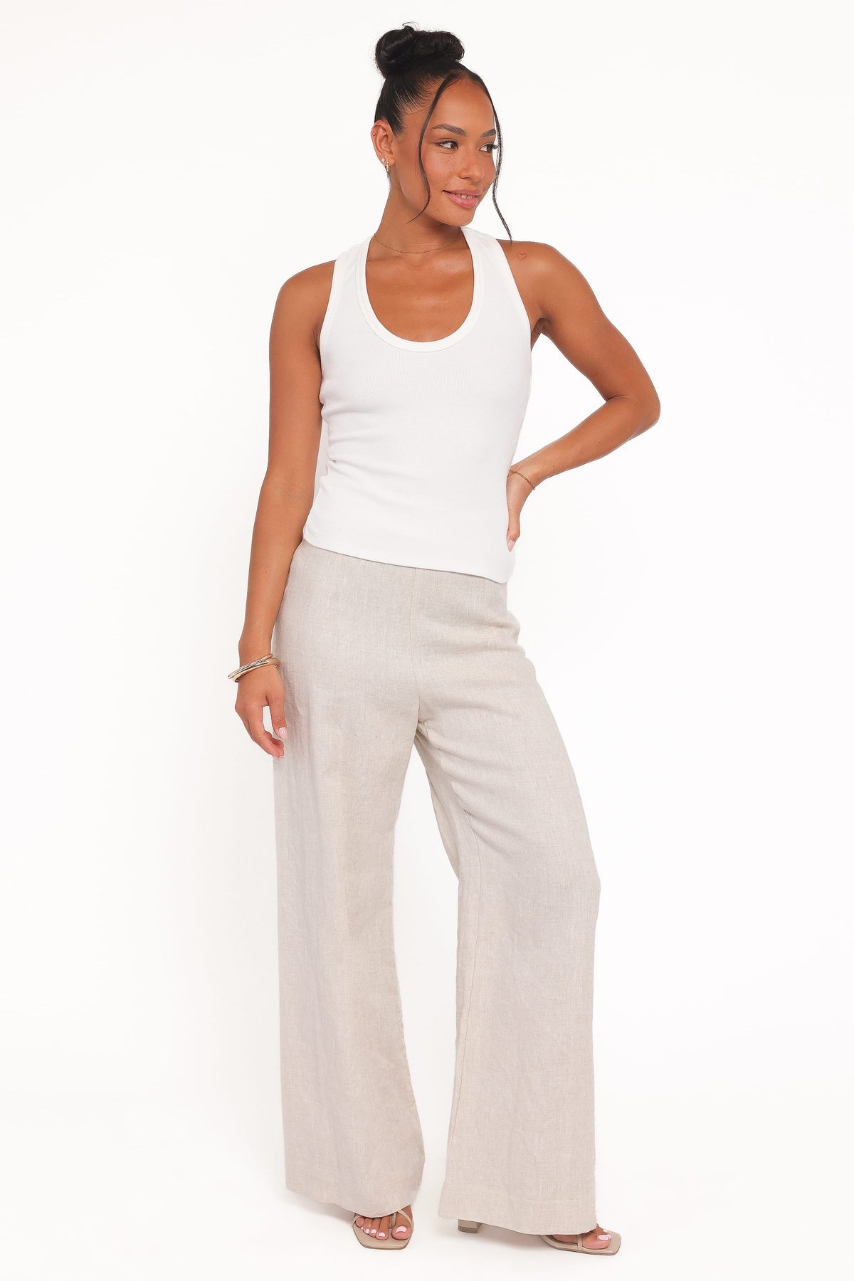 Miles Racerback Rib Knit Tank Top - White