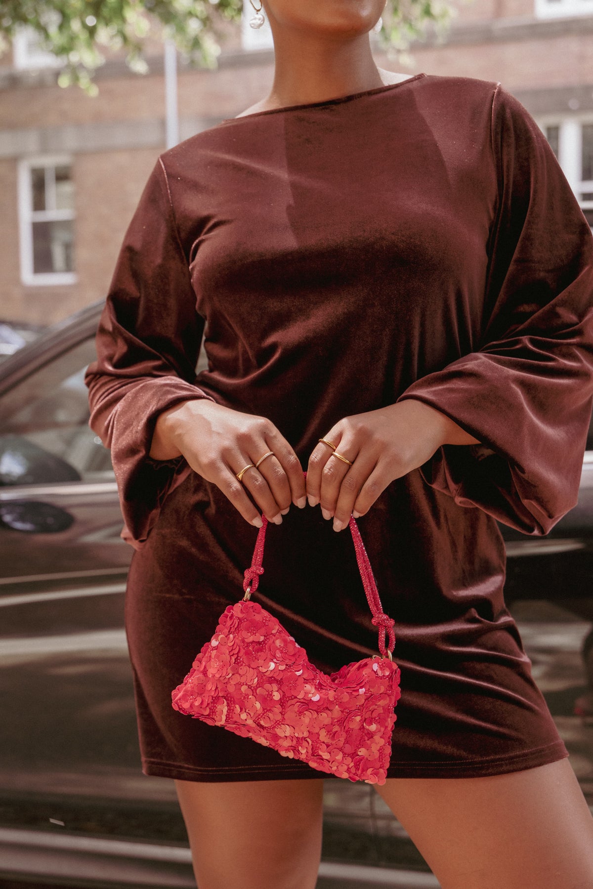 Eliza Sequin Bag - Red