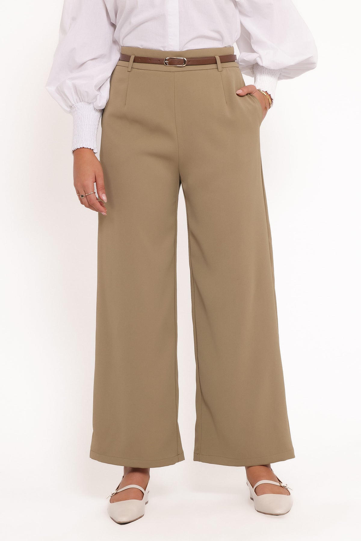 Ceres Belted Wide Leg Pant - Olive