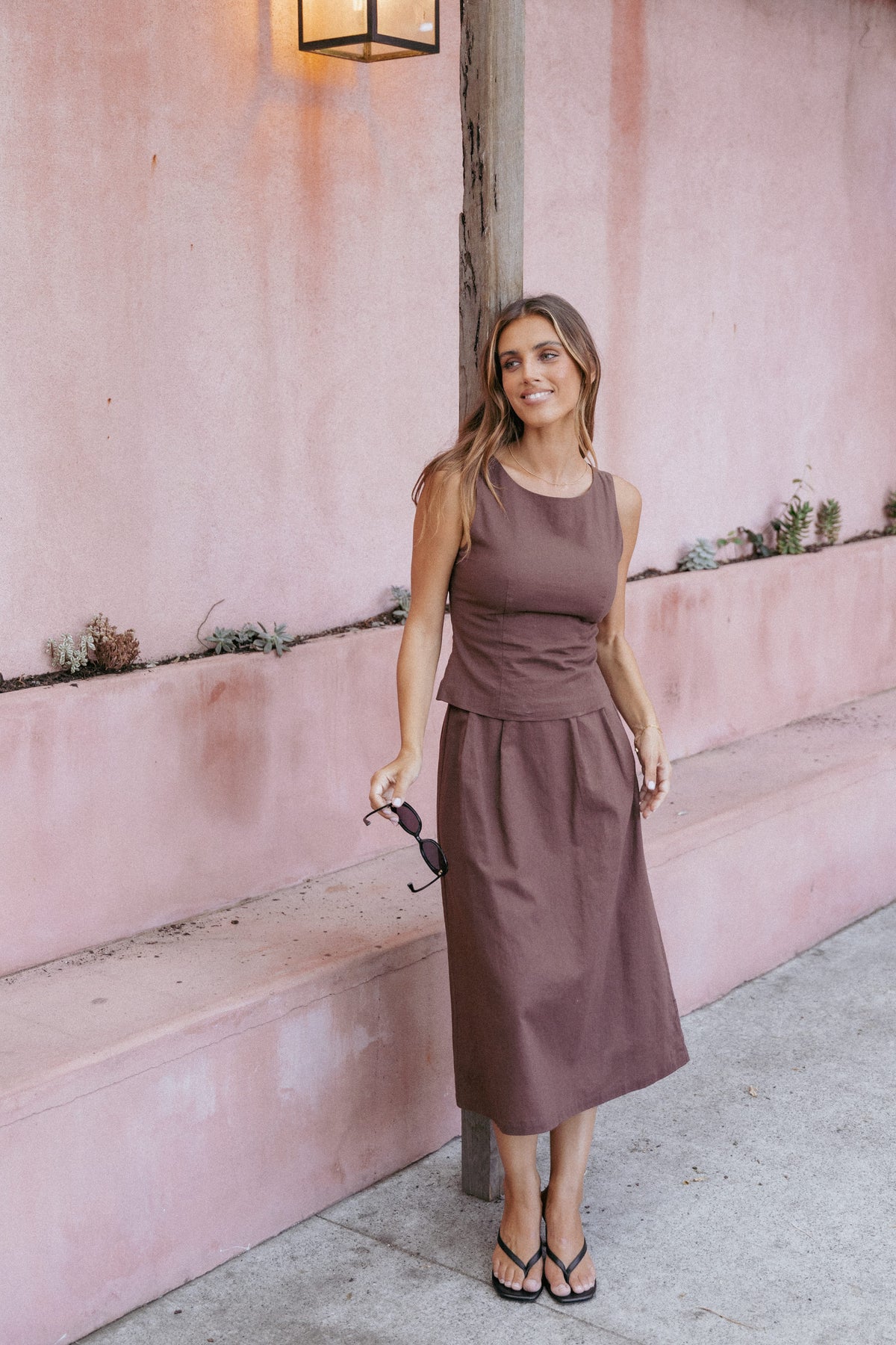 Chiaro Midi Skirt - Brown
