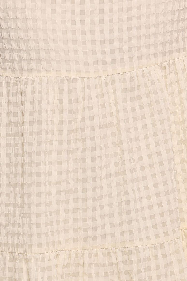 Farica Gingham Midi Skirt - Cream