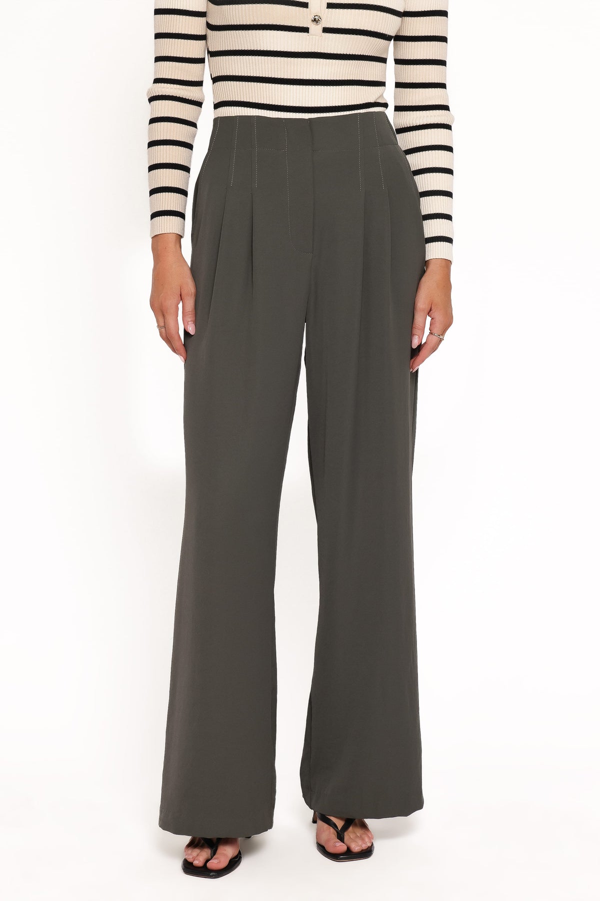 Hayden Pleated Wide Leg Pant - Dark Olive