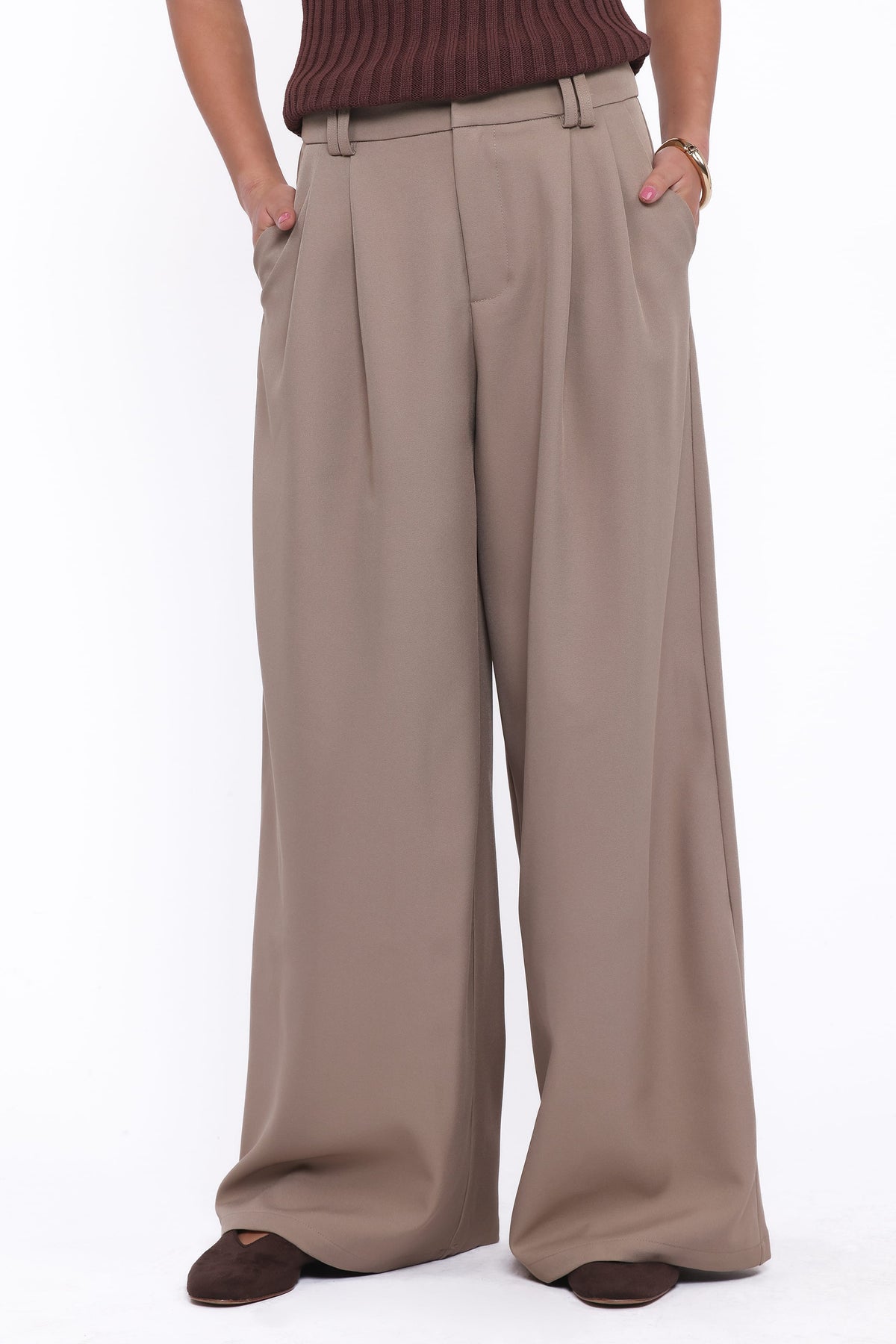 Kathryn Wide Leg Pant - Beige