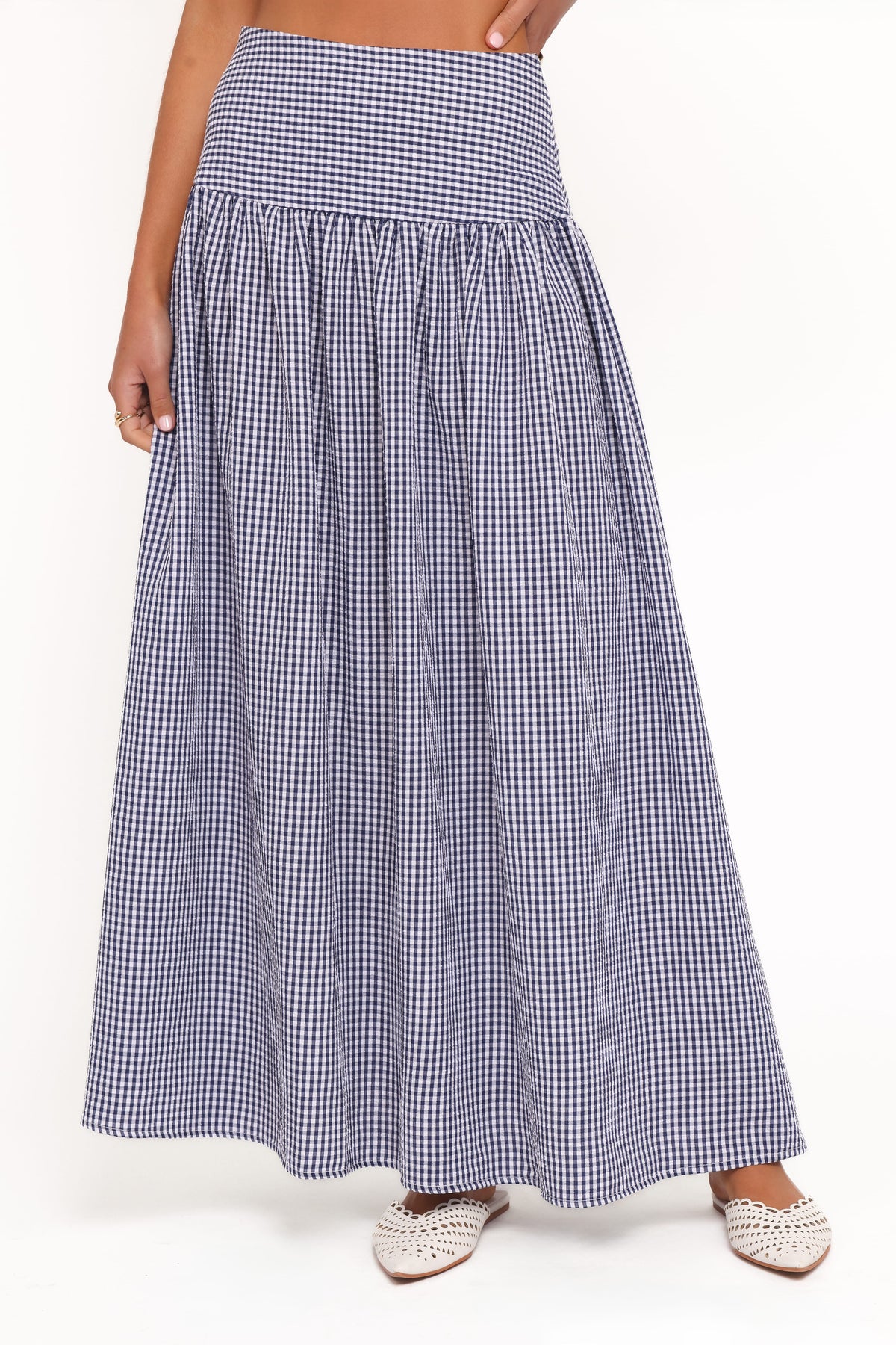 Laurita Maxi Skirt - Navy Gingham
