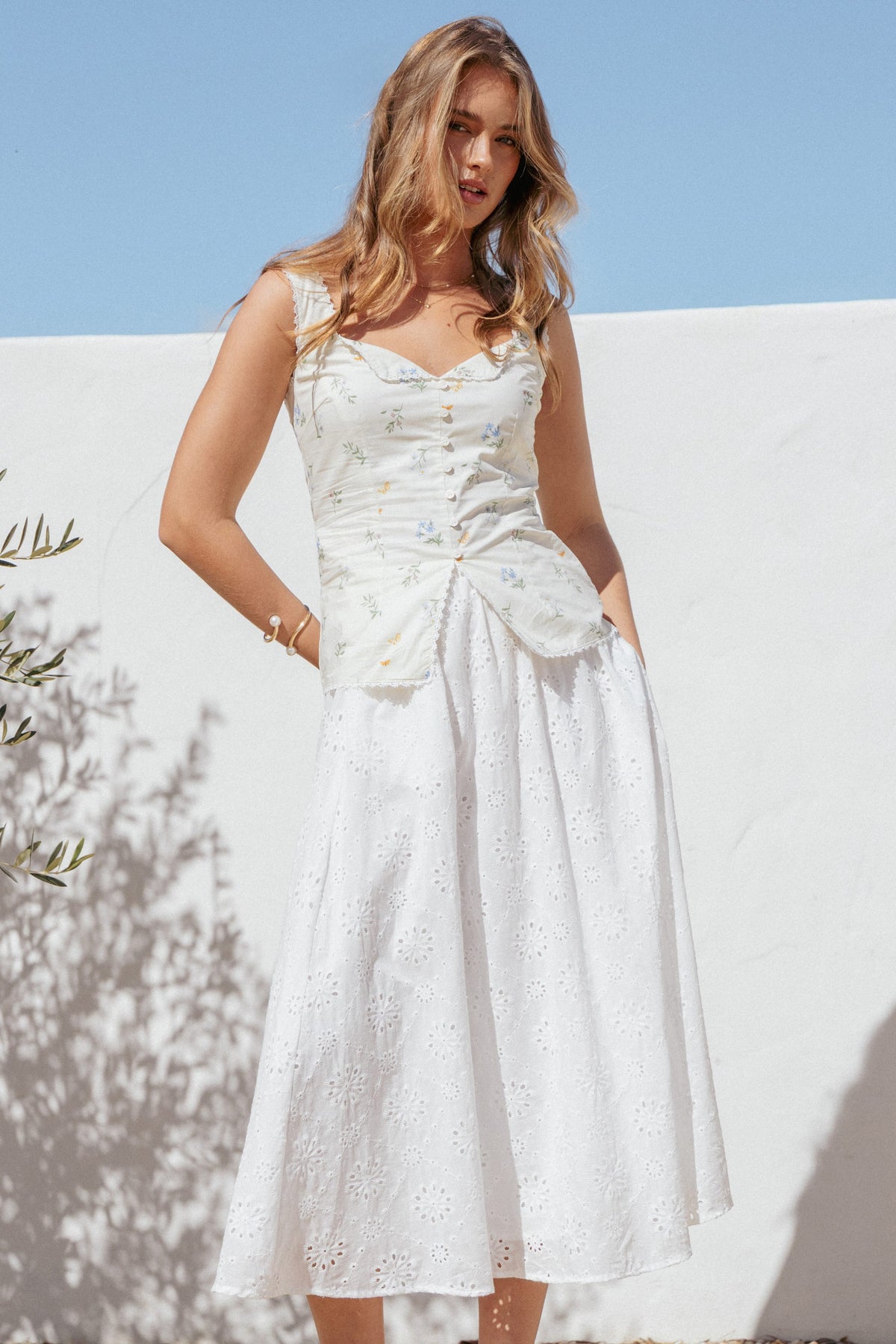 Sinead Eyelet Maxi Skirt - White
