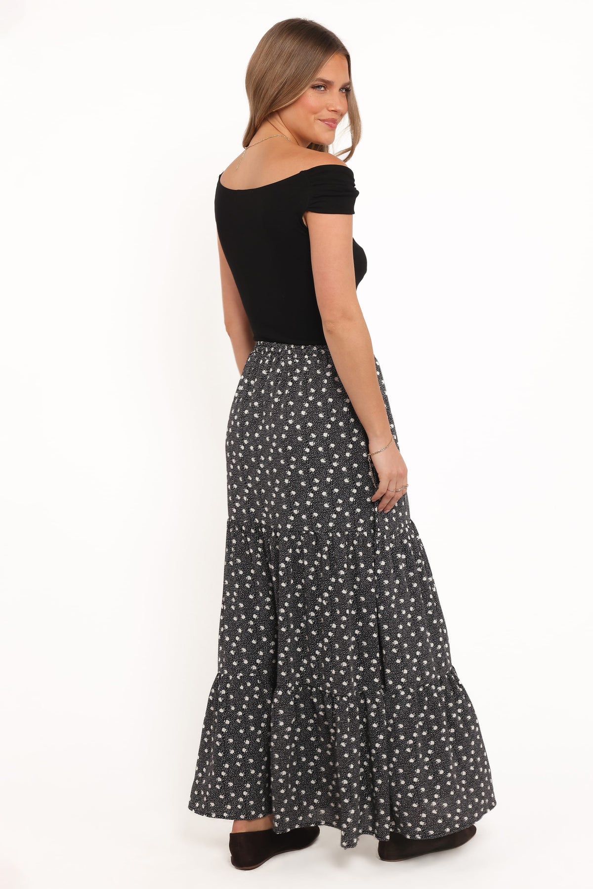 Vincent Tier Maxi Skirt - Black Floral