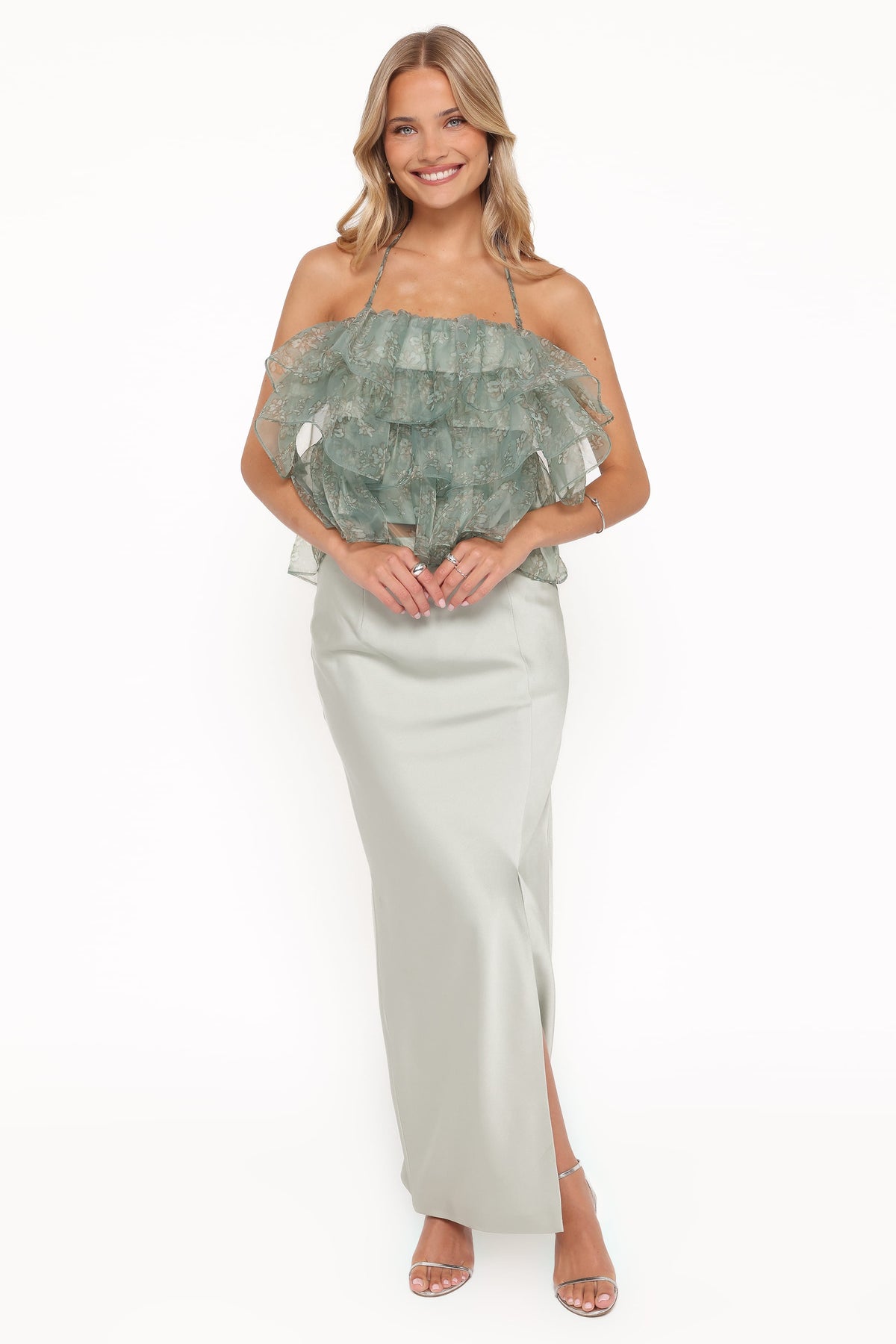 Viviana Fitted Column Skirt - Mint Green
