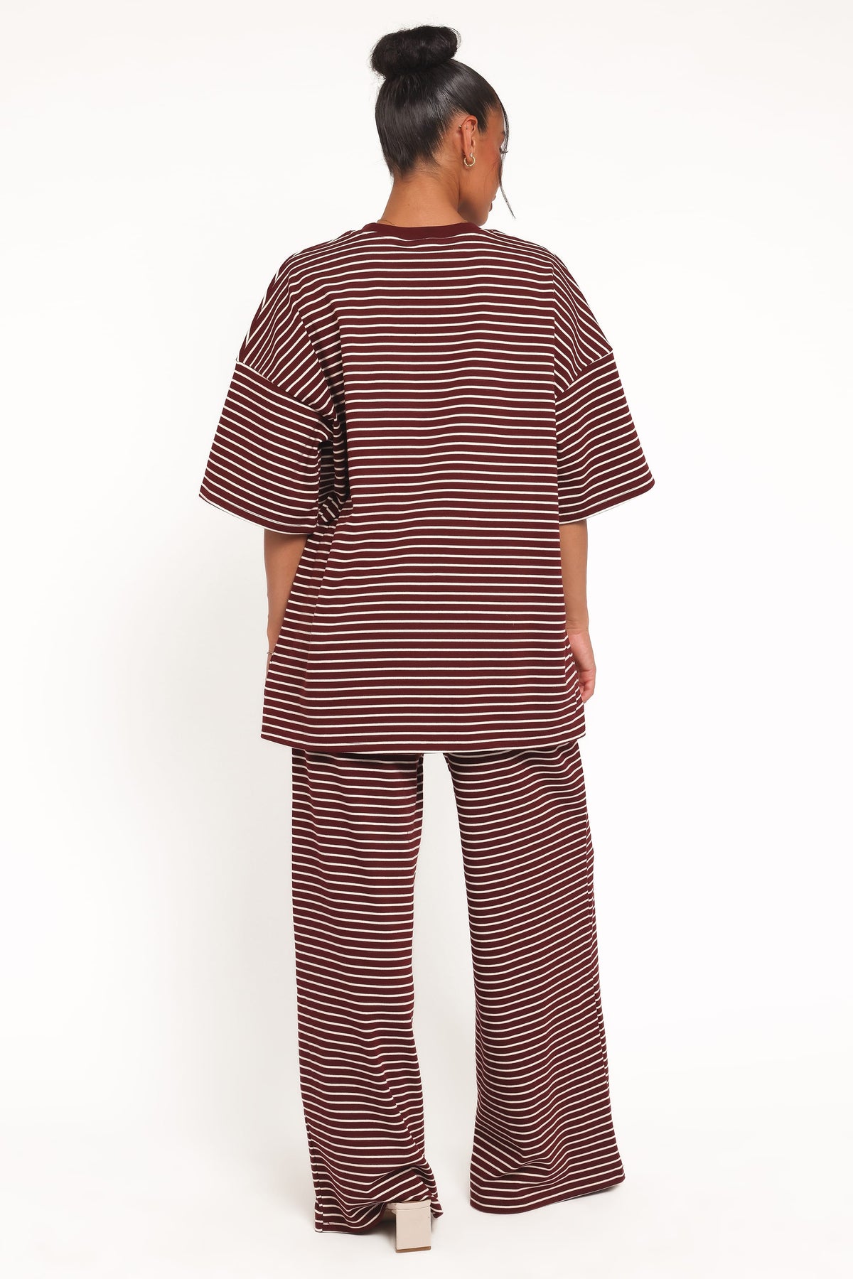 Wilda Knit Pant - Burgundy Cream Stripe