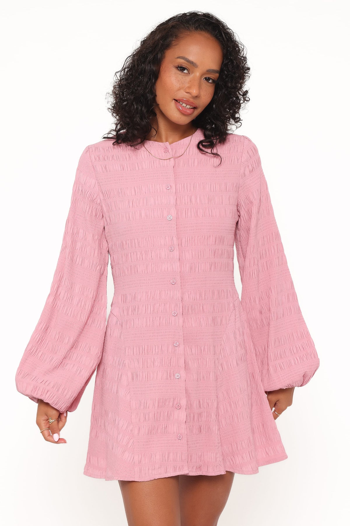 Amaya Long Sleeve Mini Dress - Pink