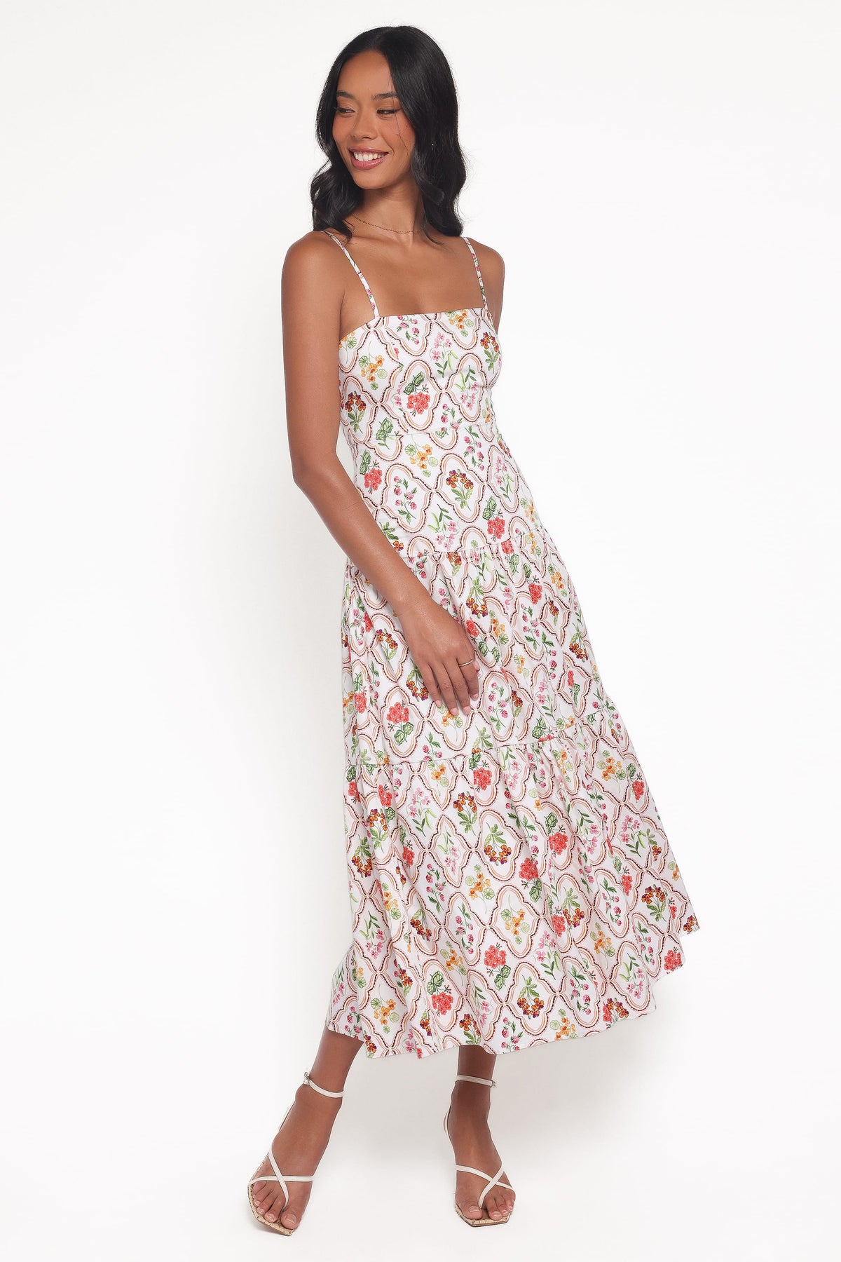 Botanique Midi Dress - Coral Wildflower
