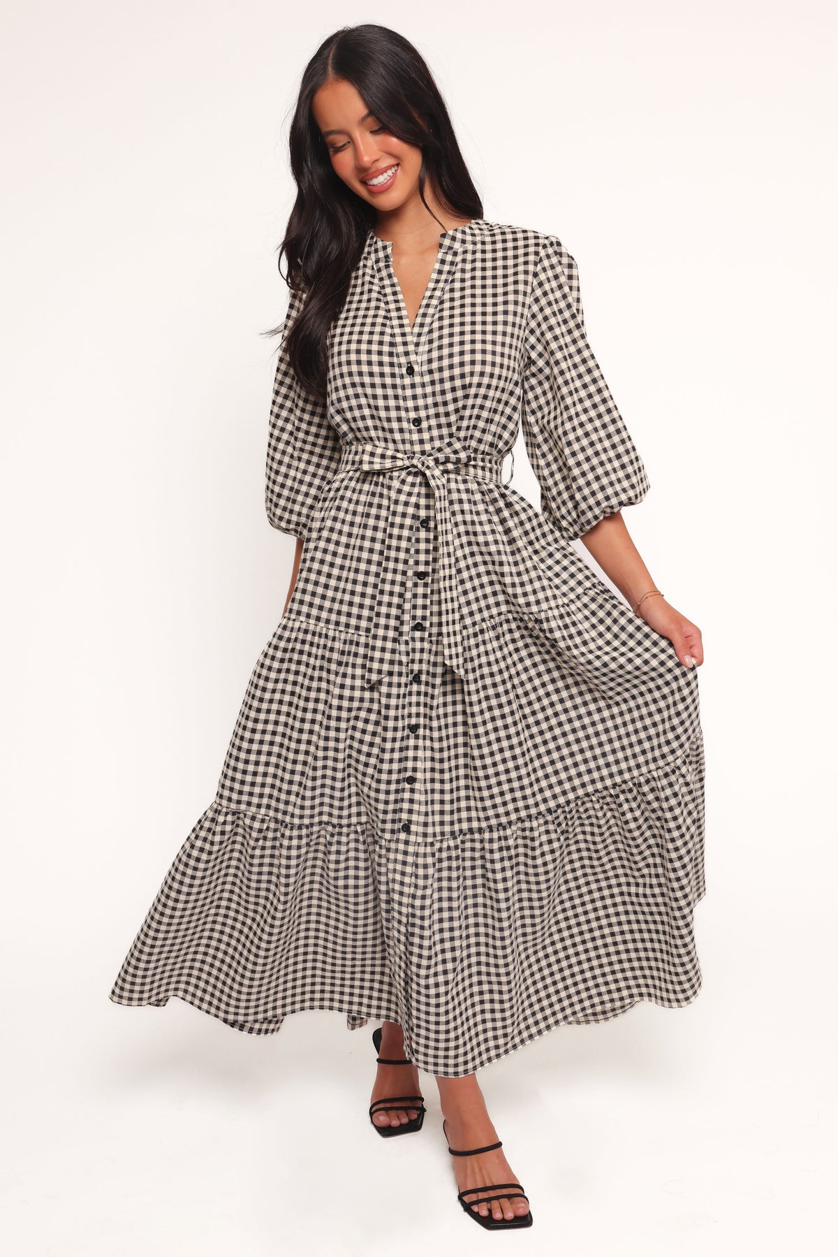 Dixon Maxi Dress - Black Cream Gingham