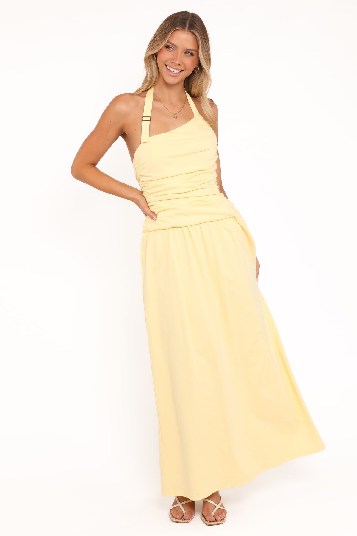 Emalia Halter Maxi Dress - Pale Yellow