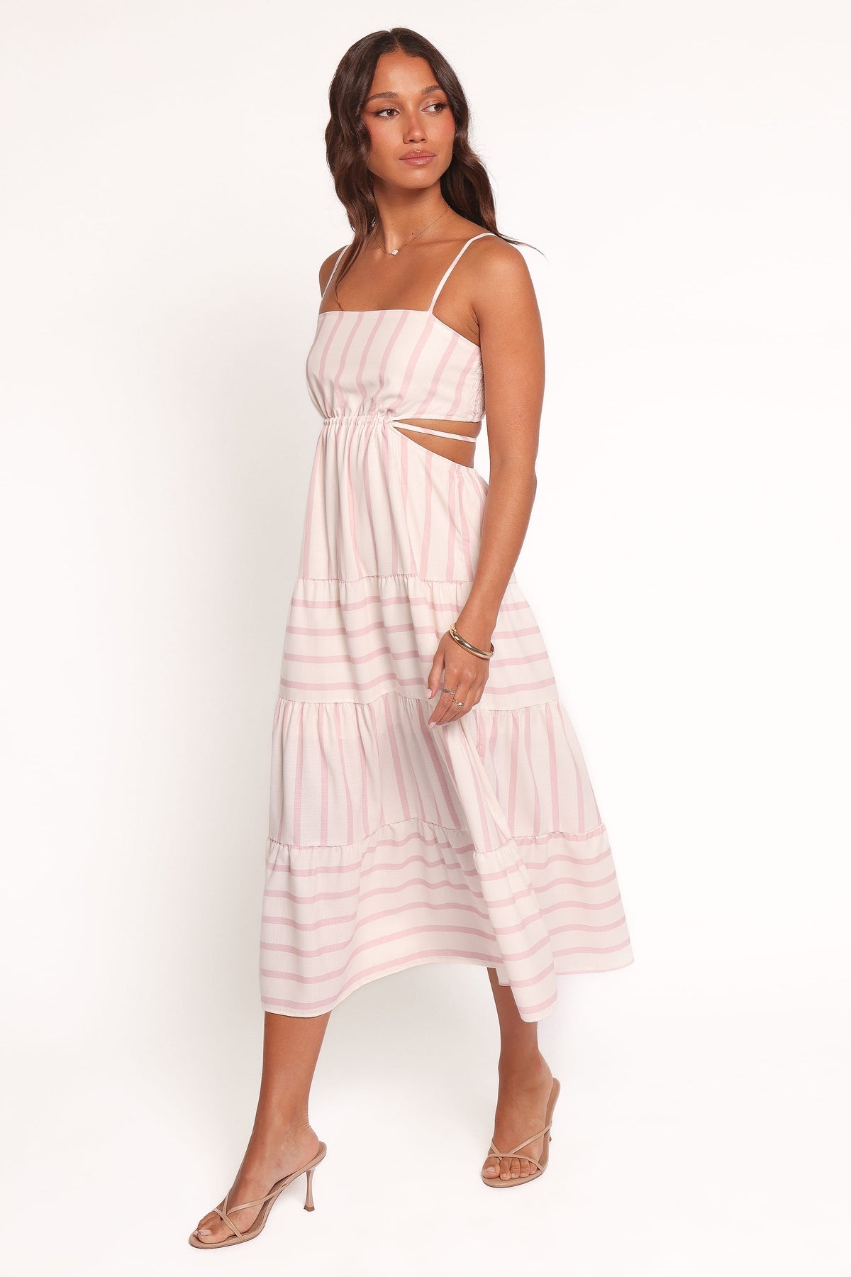 Evelin Midi Dress - Pink Stripe