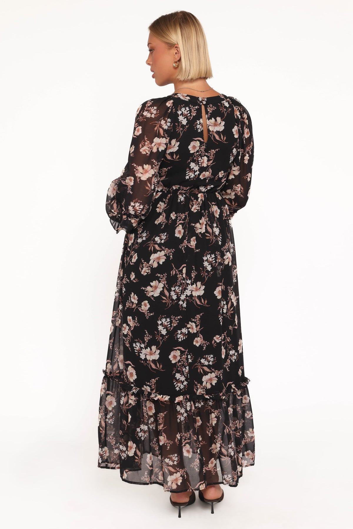 Evian Long Sleeve Maxi Dress - Black Floral