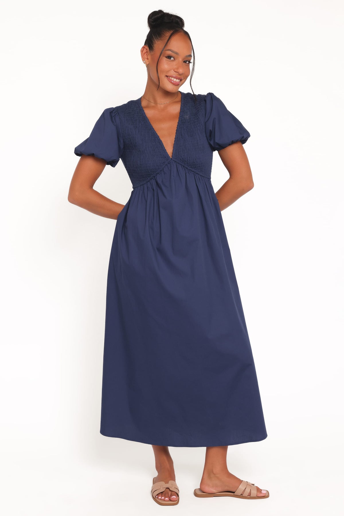 Ilyana Short Sleeve Maxi Dress - Navy