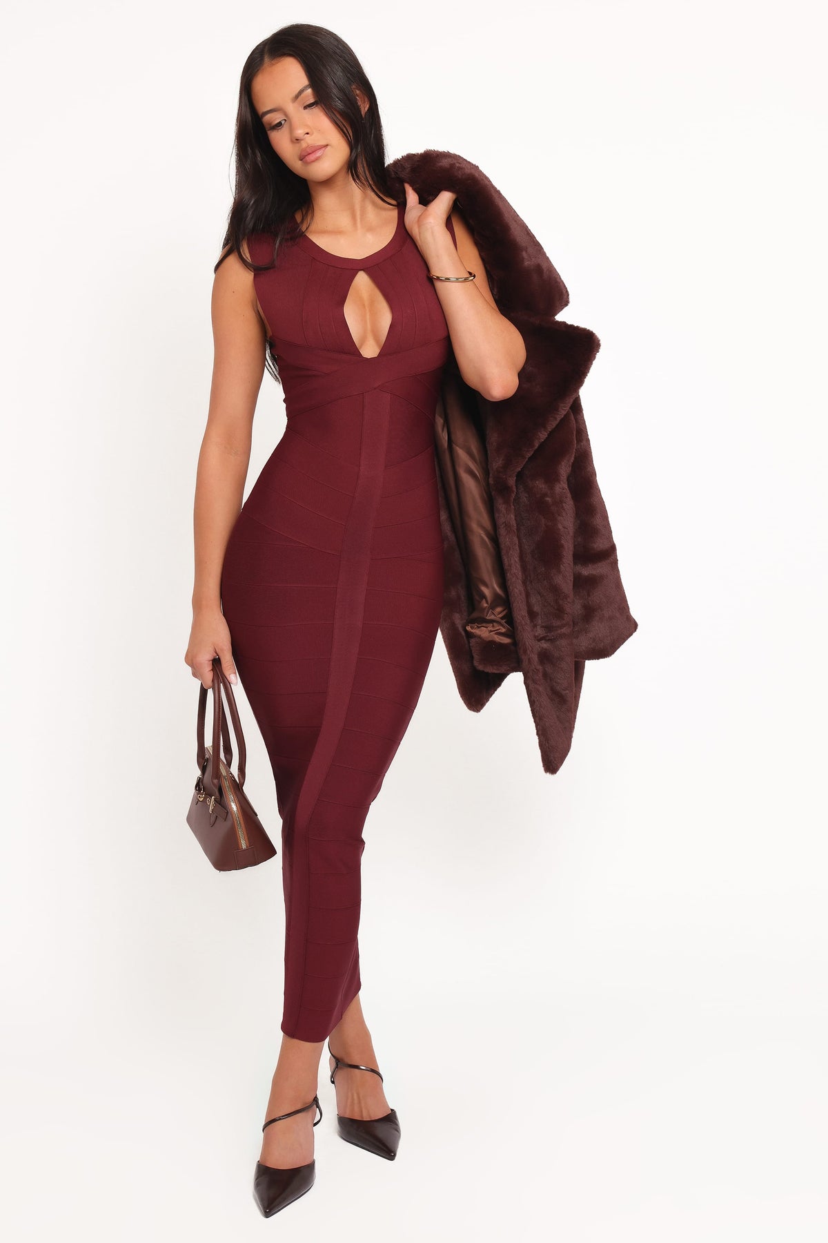 Josiah Midi Dress - Burgundy