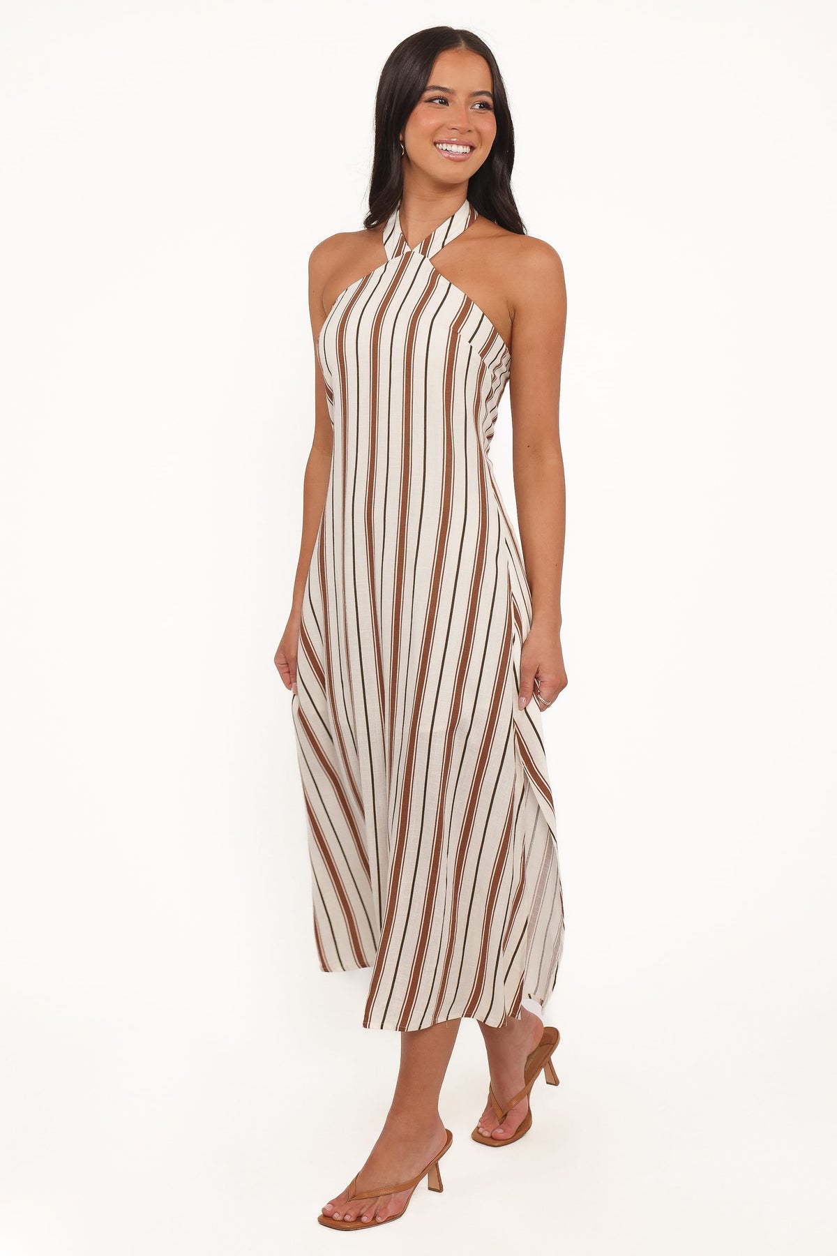 Katherine Midi Dress - Brown Stripe