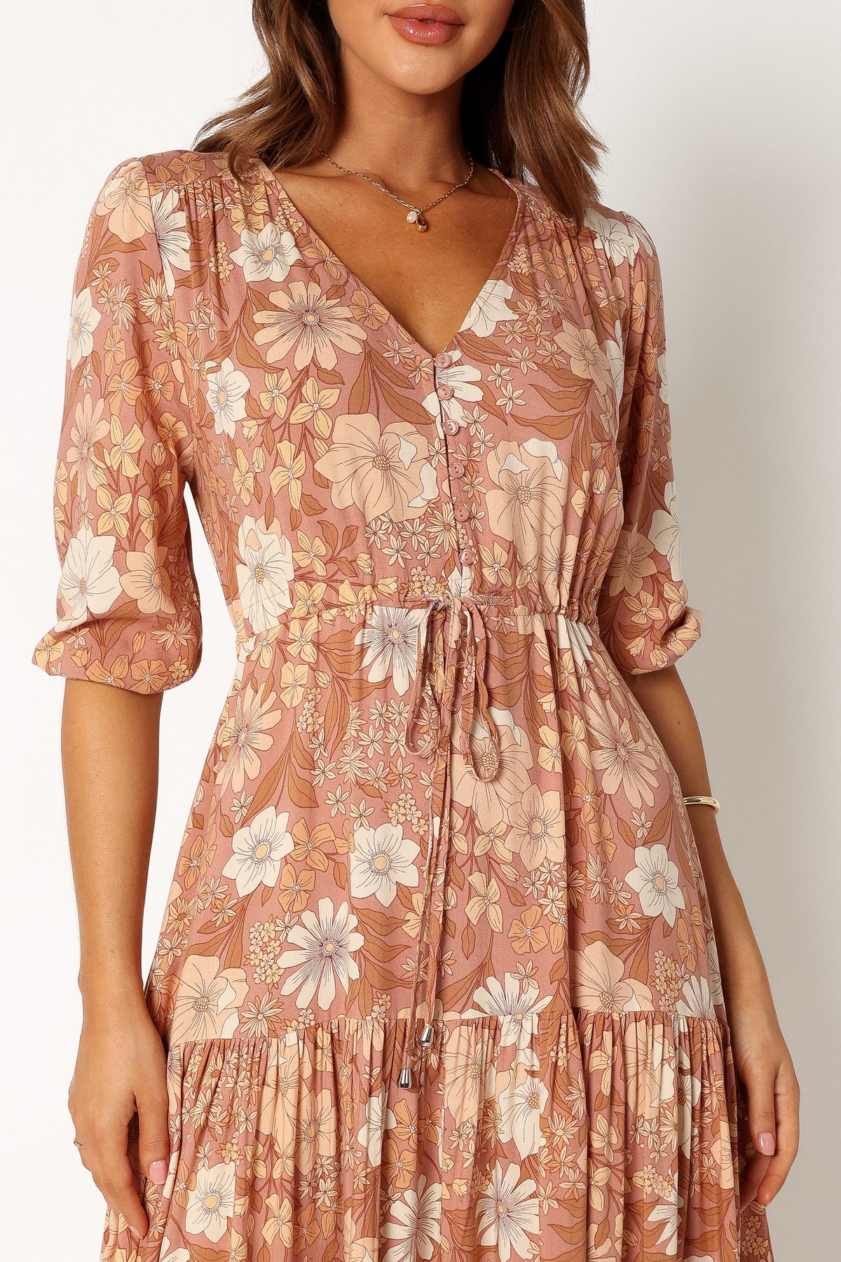 Kelda Dress - Tan Floral