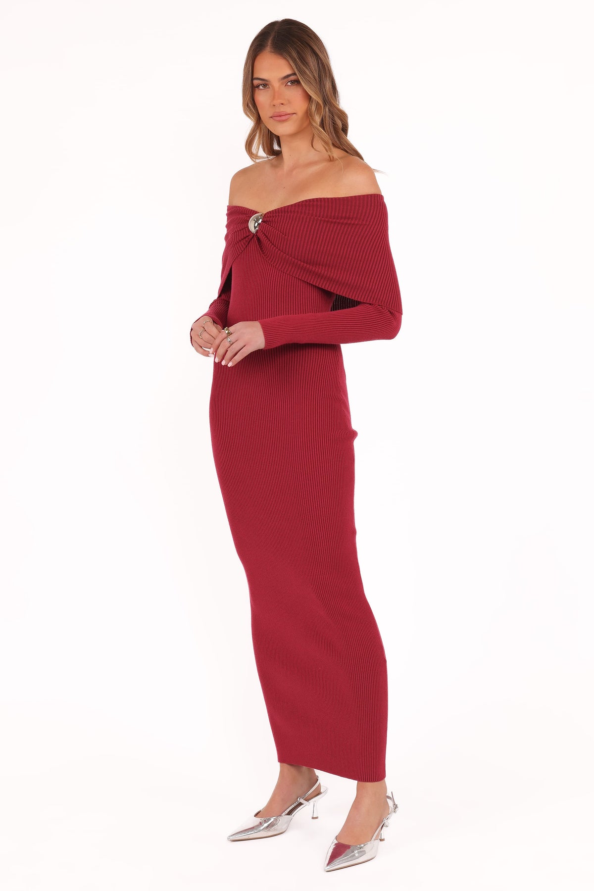 Lindsey Knit Dress - Dark Red