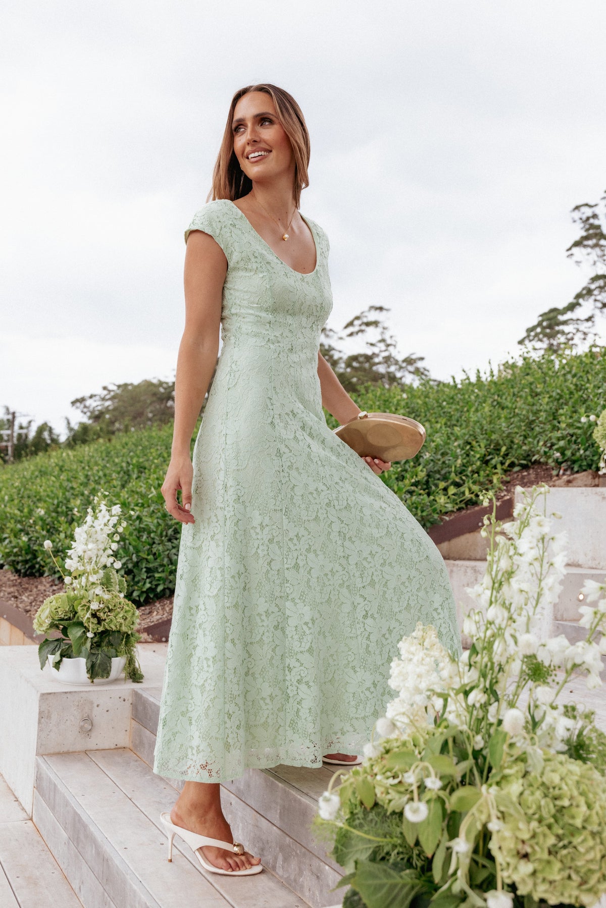 Mapleton Maxi Dress - Sage Green Lace