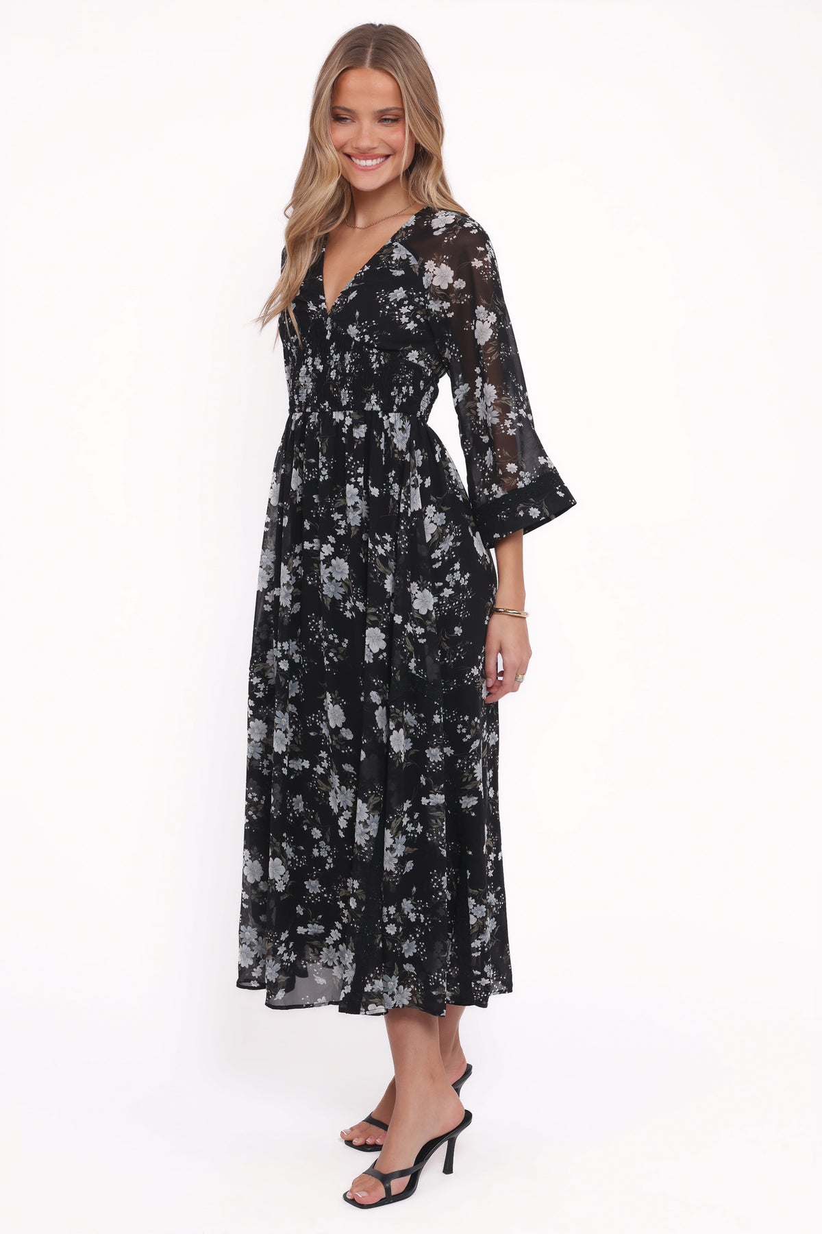 Mavis Long Sleeve Maxi Dress - Black Floral