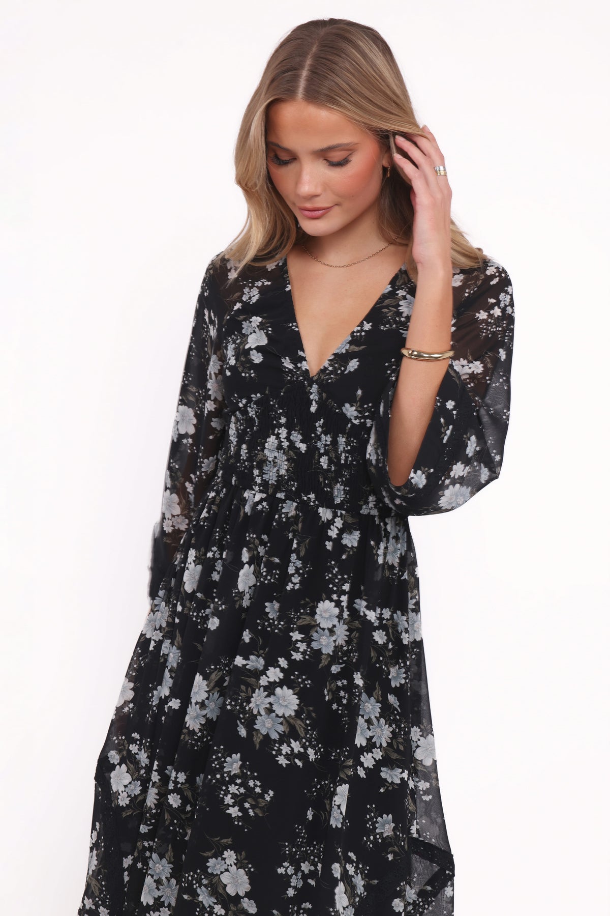 Mavis Long Sleeve Maxi Dress - Black Floral