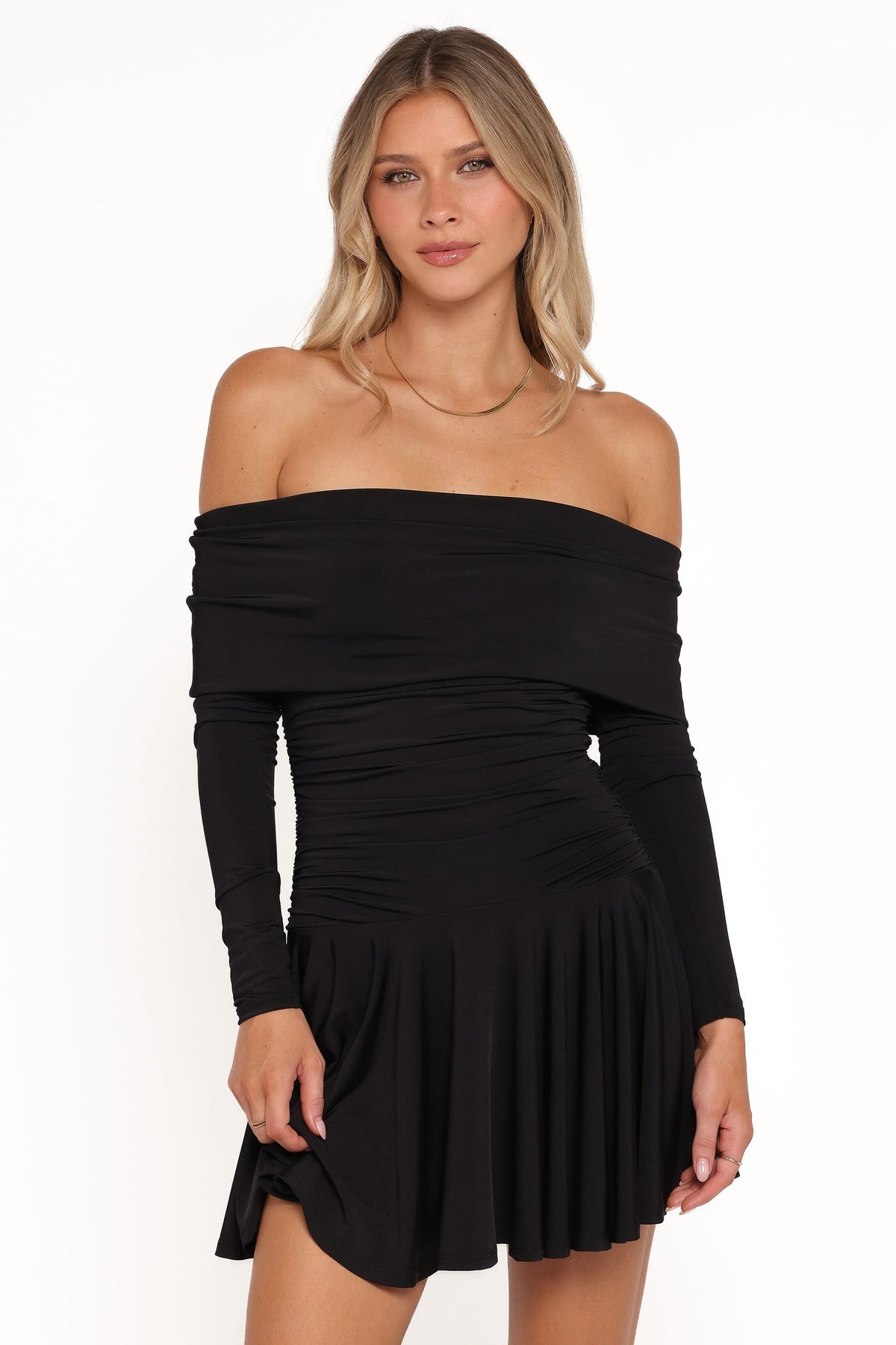 Messina Off Shoulder Mini Dress - Black