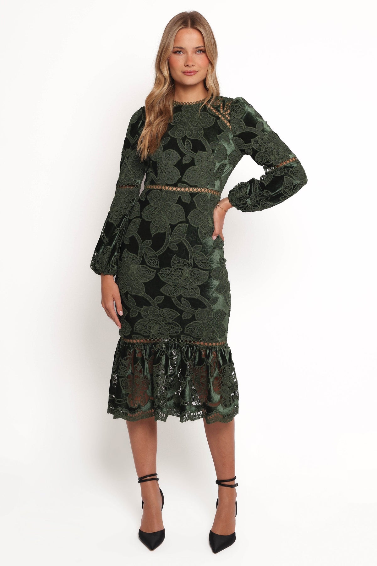 Pierre Long Sleeve Maxi Dress - Deep Velvet Green