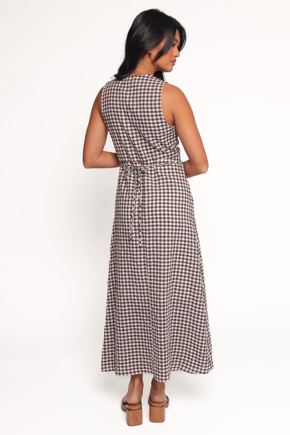 Queenie Midi Dress - Brown Gingham