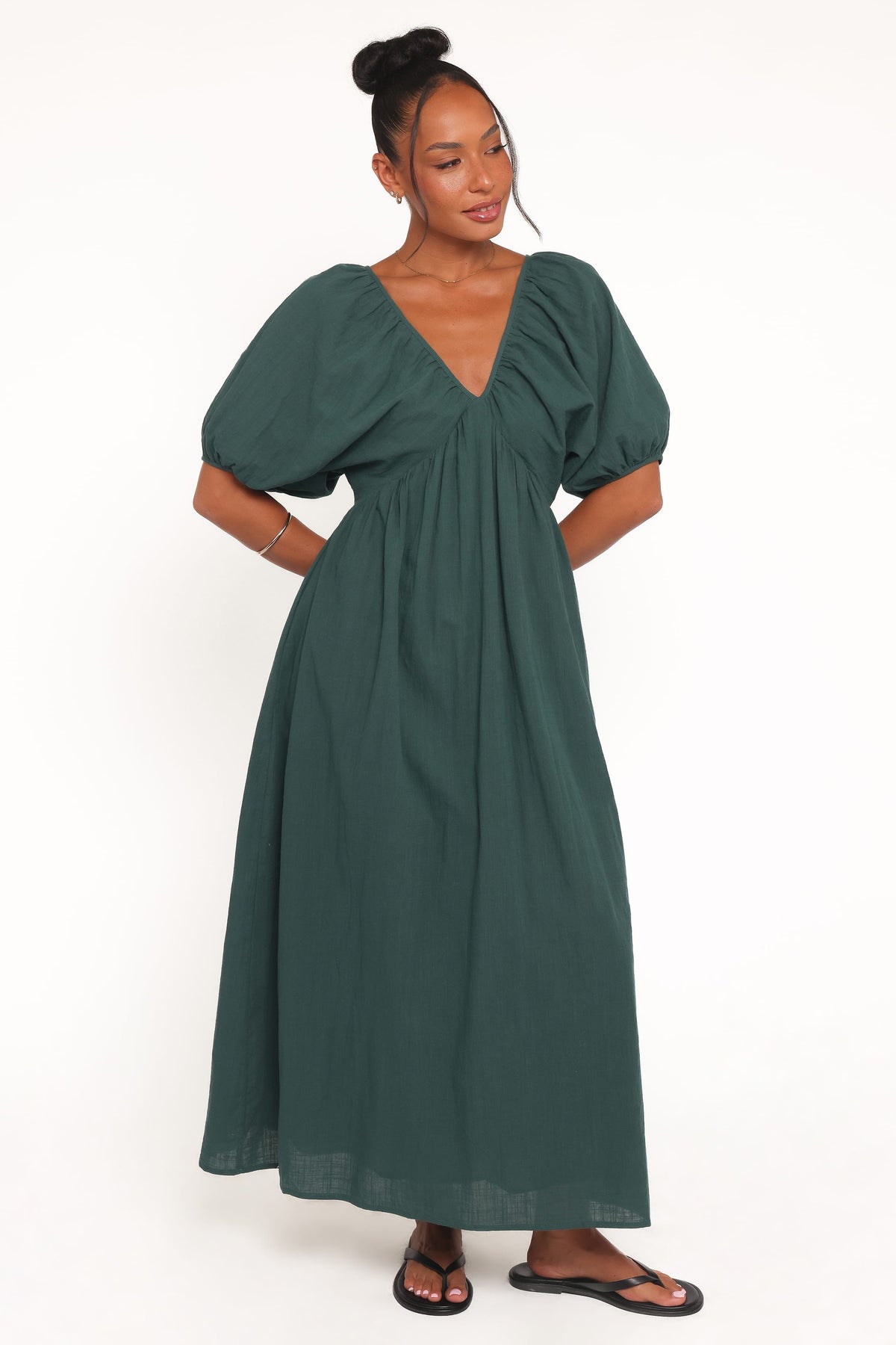 Sullivan Puff Sleeve Maxi Dress - Forest Green