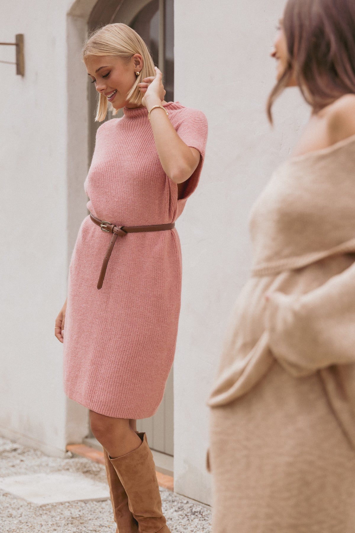 Wright Knit Mini Dress - Pink