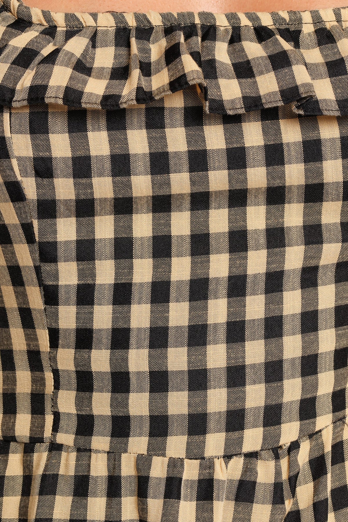 Xenia Mini Dress - Black/Beige Gingham