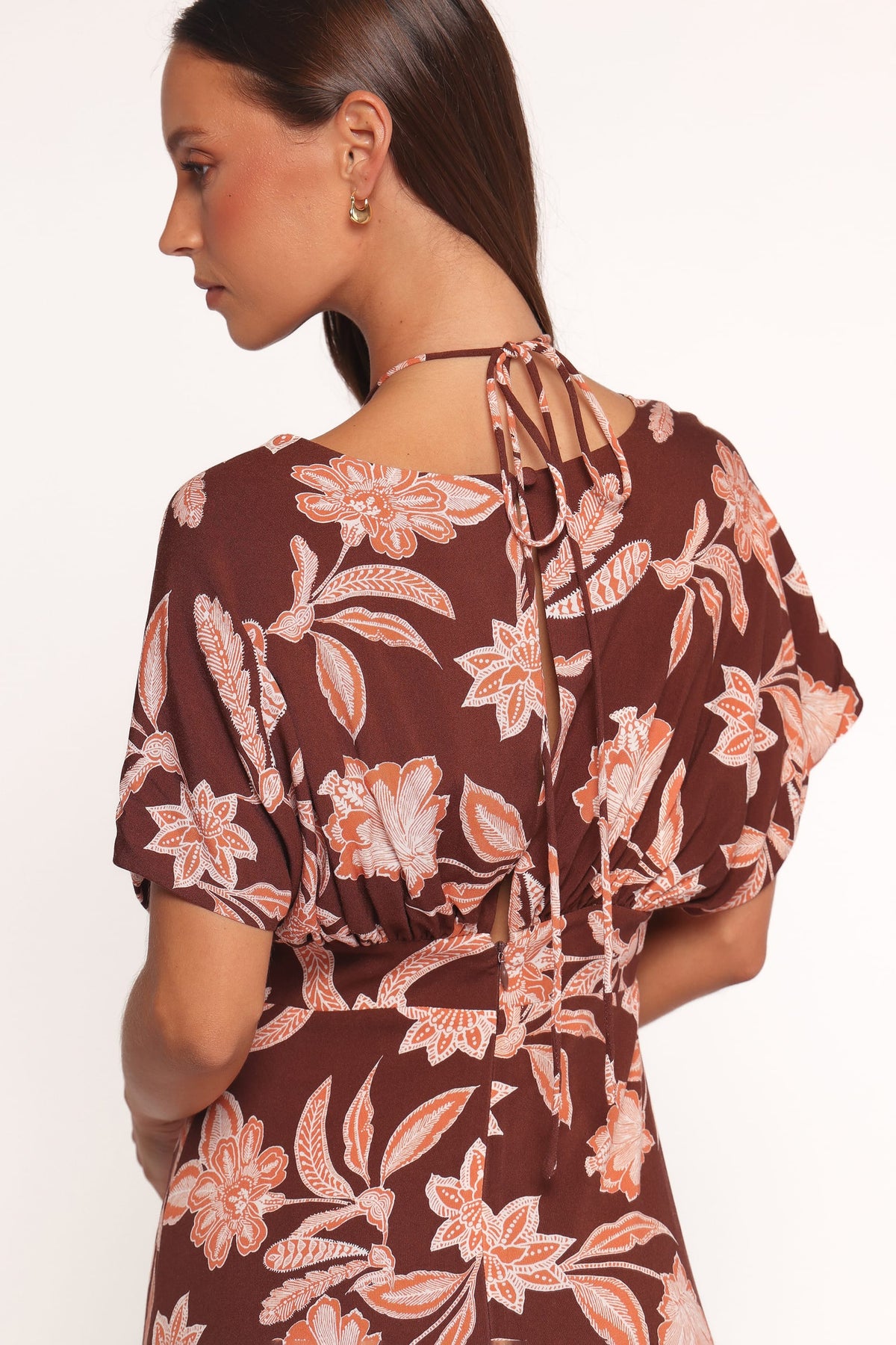 Yolande Midi Dress - Orange Floral