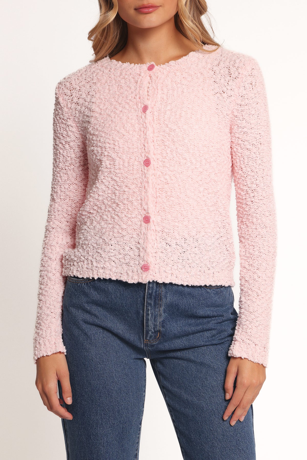 Ally Texture Cardigan - Pink