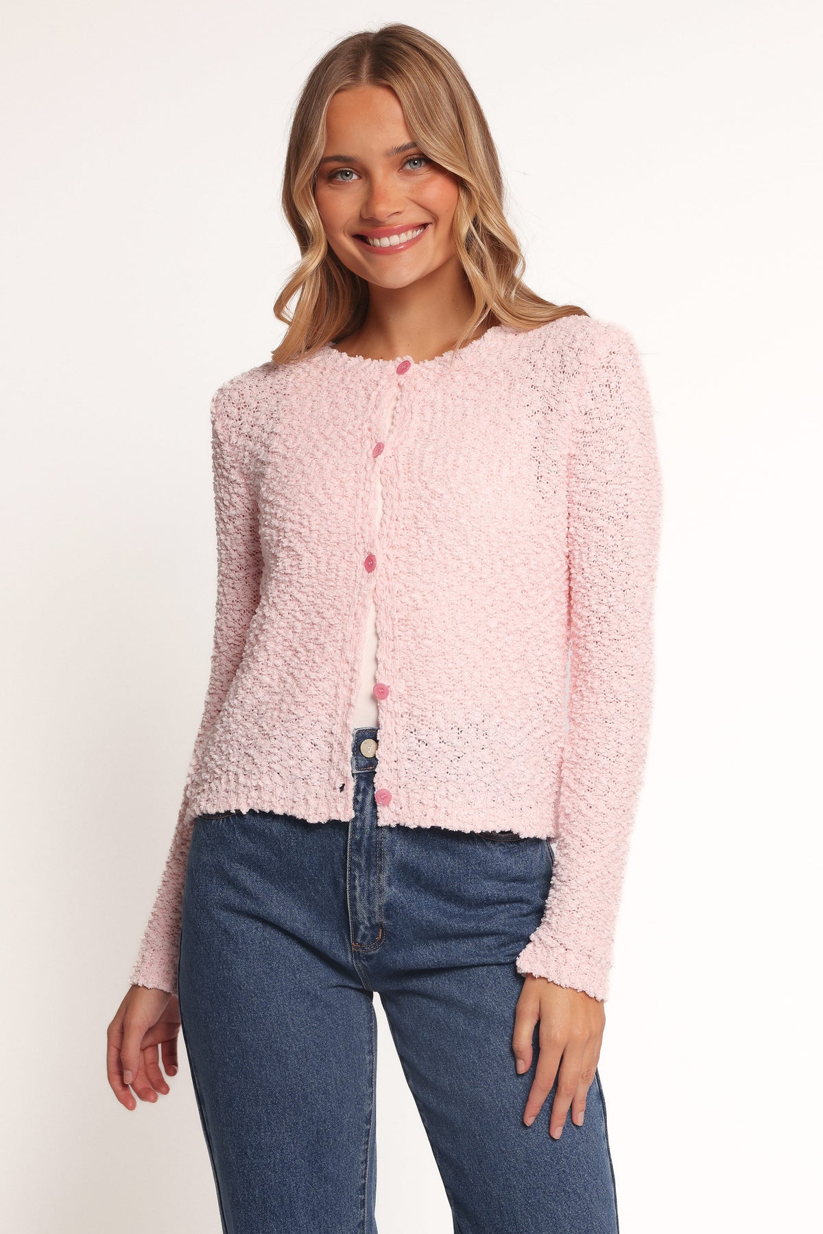 Ally Texture Cardigan - Pink