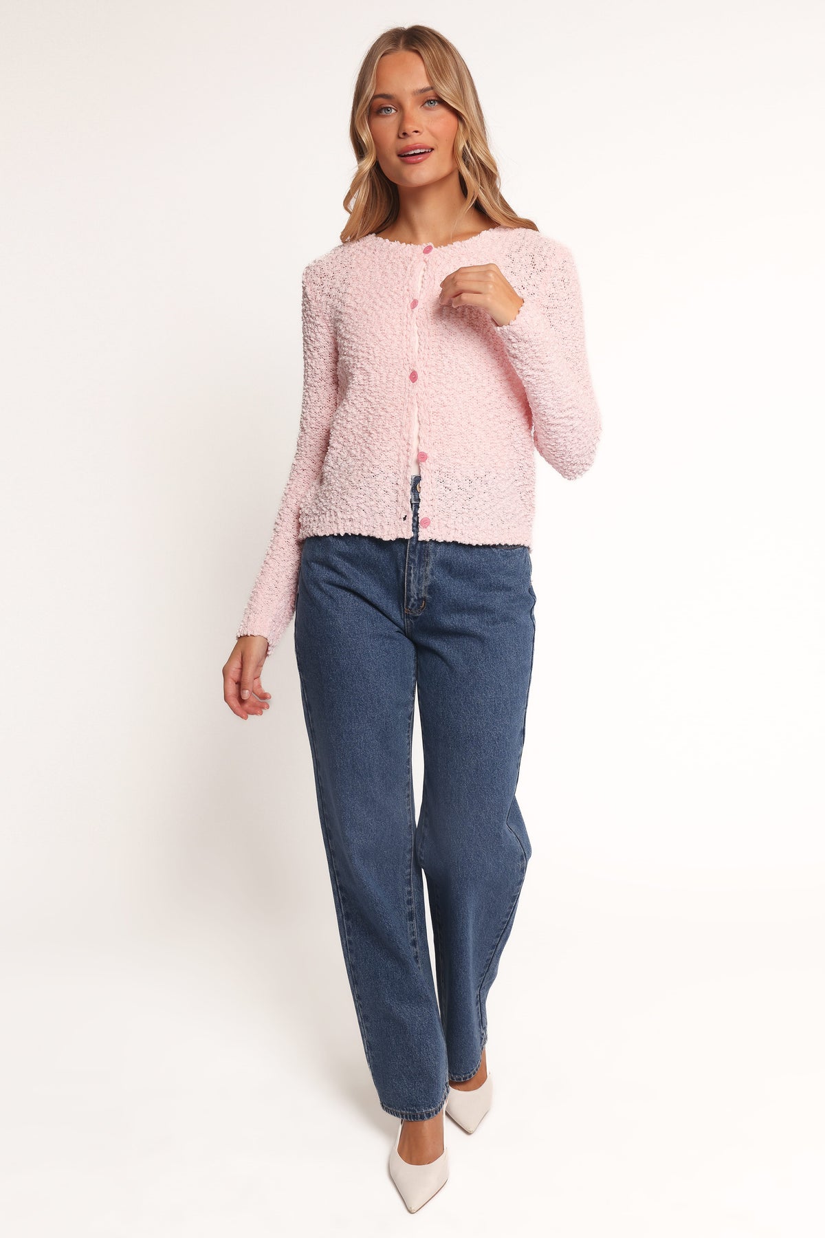 Ally Texture Cardigan - Pink