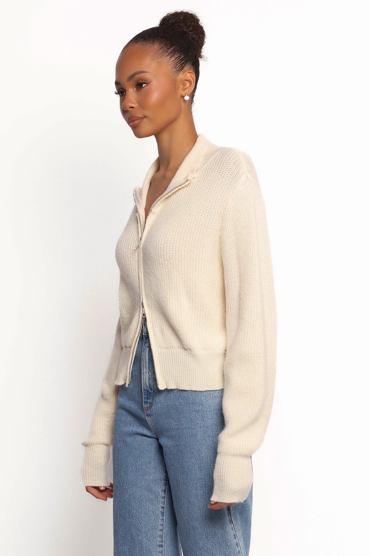 Kourtney Zip Cardigan - Cream