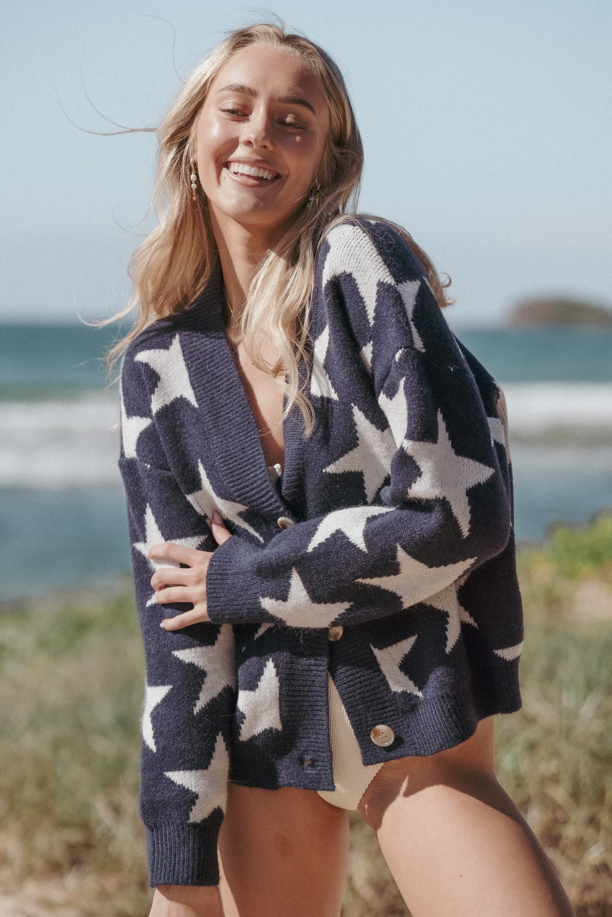 Sailor Star Knit Cardigan - Navy