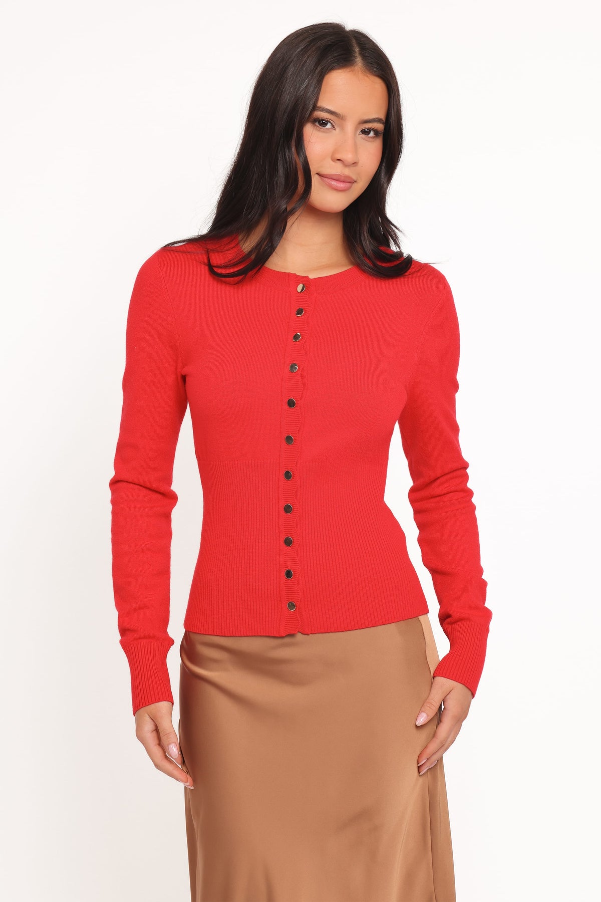 Walsh Scalloped Cardigan - Red