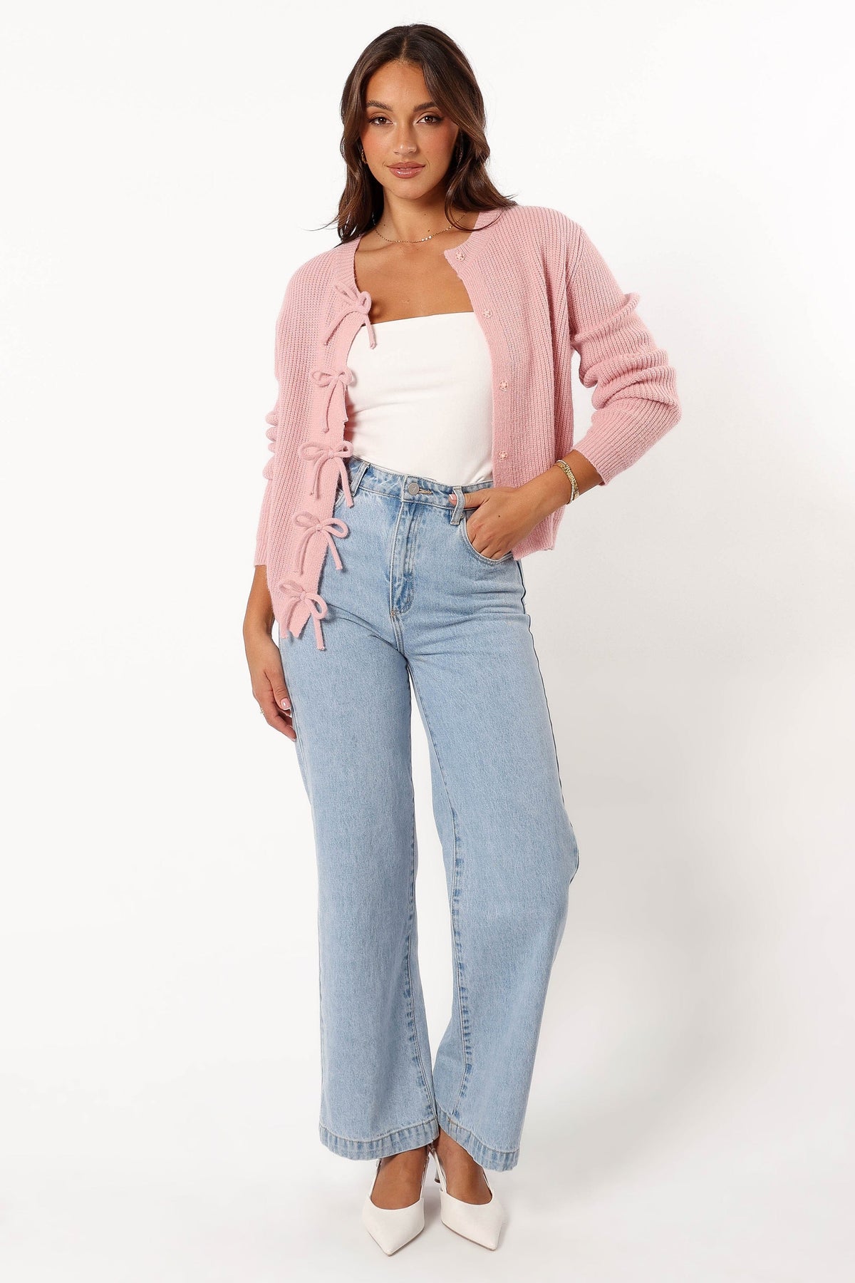Wilde Bow Front Cardigan - Blush