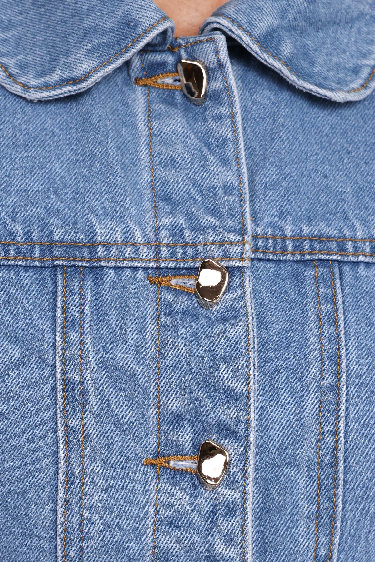 Faven Cropped Denim Jacket - Mid Blue