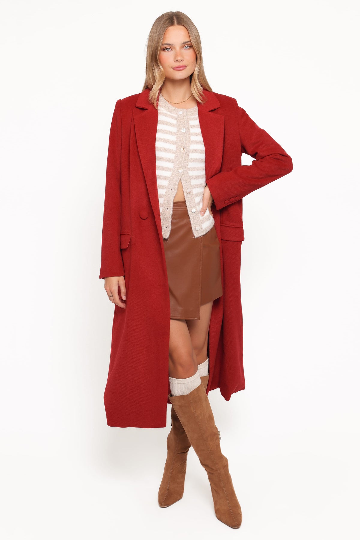 Jett Long Blazer Coat - Red